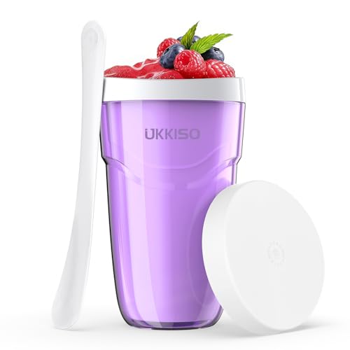 Image of Slushie Maker Cup Slush and Shake Maker with Lid, DIY Slushie Cup with Freezer Core for Quick Frozen Homemade Single-Serving Slushie, Fruit Smoothies, Purple (Purple+White)