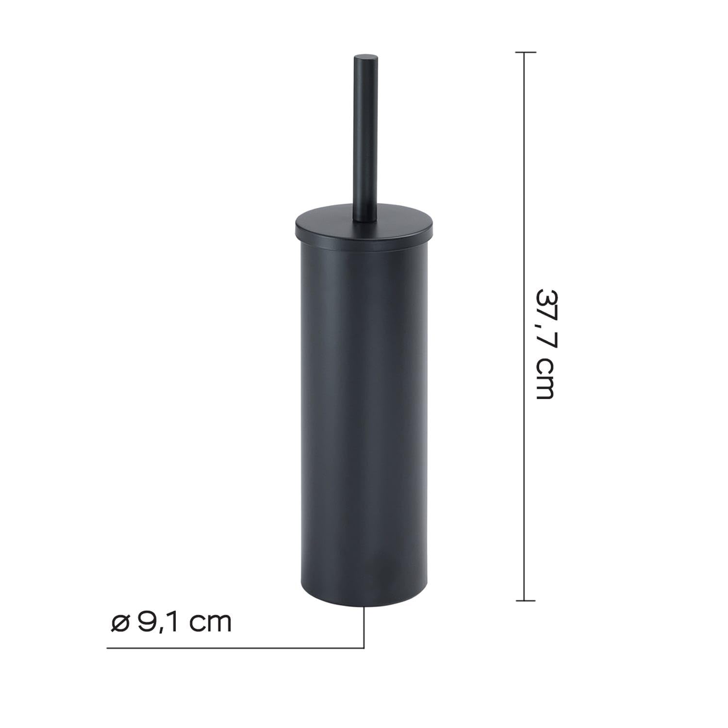 Kiamami Valentina - Escobilla de inodoro de pie de acero inoxidable negro mate, acabado mate, tamaño compacto, línea Tahití