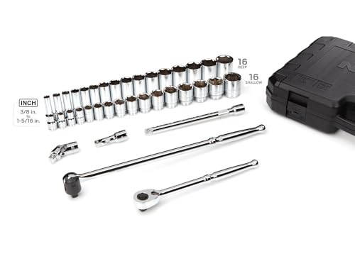 Image of TEKTON 1 /2 Inch Drive 6-Point Socket Ratchet Set, 37-Piece | SKT25101