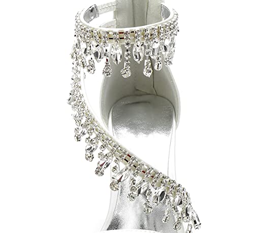 Hyinlays Women's Chunky Block Heels Crystal High Heel Pump Sandals Ankle Strap Wedding Shoes Prom Evening Pumps4