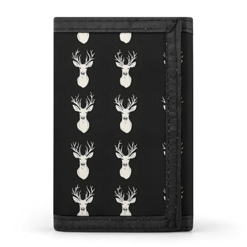 White Cool Elk Print Wallet for Men, 8 Credit Card Holder Slim Minimalist Front Pocket Small Mens Bifold Wallets