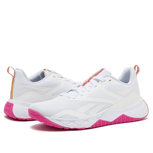 Reebok Women's NFX Trainer Sneaker, Athletic Gym or Workout Shoes for WomenFootwear White/True Pink, 10.5