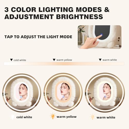 Espejo de maquillaje LED redondo de 15.8"×11.8" miniatura 2
