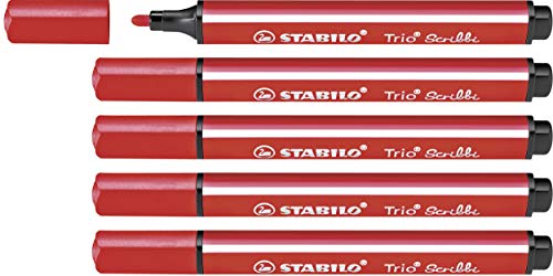 Feutre de coloriage - STABILO Trio Scribbi- Lot x 5 feutres - rouge