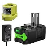 5000mAh/5.0Ah 18V P108 Replacement Battery + Split Charger for Ryobi One+ Battery, Compatible with P108 P104 P105 P106 P107 RB18L50 RB18L40 RB18L25 RB18L50 RB18L25 with LED Indicator