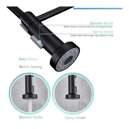 Robinet de cuisine avec pulvérisateur pull down mitigeur noir LWX