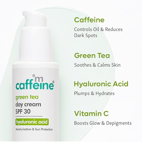 mCaffeine Green Tea Day Cream SPF 30 - Oil-Free Face Moisturizer - Hydrates Skin, Reduces Dark Spots, Fights Premature Aging - Non-Sticky - 50 ml - Image 5
