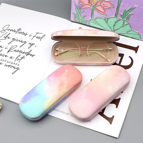 Image of 3 Pack Glass Cases Hard Shell, Portable Hard Eyeglasses Case Linen Fabrics Eyeglass Organizations for Women Girls