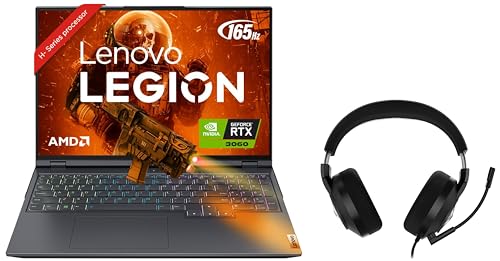 Image of Lenovo Legion 5 Pro AMD Ryzen 7 5800H 16 inch (40.64cm) WQXGA-IPS 165Hz 500Nits Gaming Laptop (16GB /512GB SSD /Win 11 /Office 2021 /NVIDIA RTX 3060 6GB /Alexa /Grey /2.45Kg), 82JQ010EIN + H200 Gaming Headset