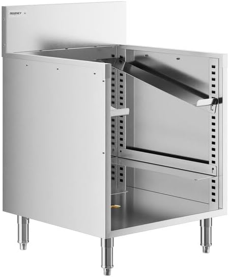 Spec Line Stainless Steel Glass Rack Storage Unit, Open Top Design, 24x24x37 Inch, with 7 Inch Backsplash, Cabinet Base