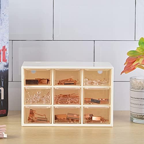 Shoccolt Desktop Drawer Organizer Mini Plastic Office Supplies Desk Storage Jewelry Organizer Box 9 Removable Drawers Storage Box Makeup Drawers for Office & Home White