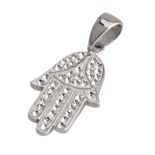 Collier Hamsa en argent massif 925 et cristaux multicolores éclatants