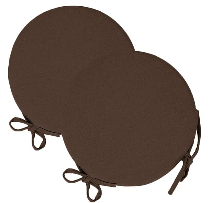 Russo Tessuti Set 6 Cuscini Coprisedia Cucina Sgabelli Rotondi Lacci Double Face Sfoderabili-Marrone
