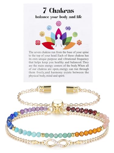 Bracelet infini en cristal de guérison et pierres naturelles réglable pour femme
