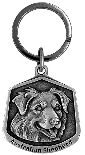Hampshire Pewter Australian Shepherd Dog Keychain