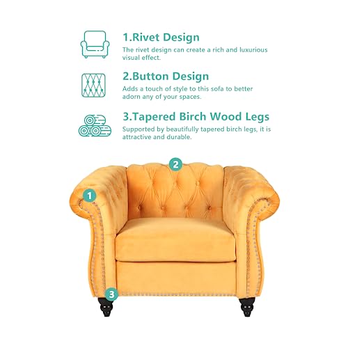 Image of QHITTY 2 Piece Living Room Set, Sectional Chesterfield Sofa Chair Contemporary Upholstered Velvet Loveseat Couch Sets for Living Room, Bedroom, Office
