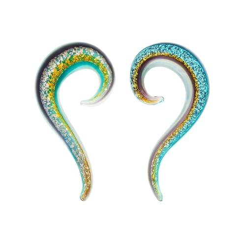 Joytoyou JOYO58-BLYE-1PAIR-6MM 2Pcs Ear Tapers Glass Ear Plugs Ear Tapers Expander Spiral Heart Ear Gauges Earrings Stretching Body Piercing Jewelry Gauges 2G 6Mm cover
