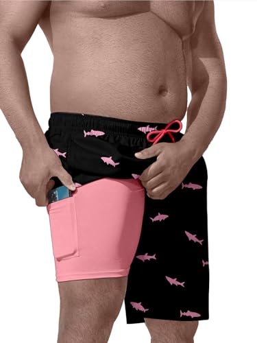 TENGINE Big and Tall Men's Swim Trunk with Compression Liner Quick Dry Board Shorts & Zipper Pocket...