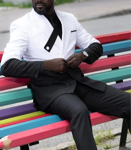 Men's Match Color Blazer Double Breasted Jacket Formal Business Activity Suit Coat3