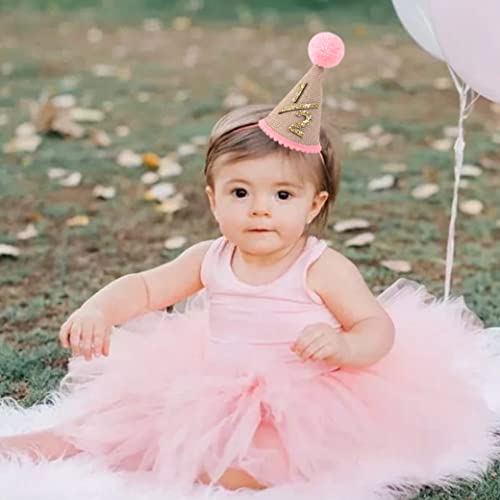Baby's Cone Pink Half birthday Crown - 1/2 Birthday Party Decor for Baby Show，Cone Cap for Handmade，Birthday Crown Cap for Baby Girls.4
