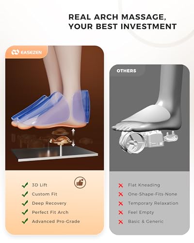 Image of EaseZen Foot Massager with Heat, Upgraded Adjustable Arch Lift & Large LED Touchscreen, Deep Kneading Shiatsu Foot Massager for Neuropathy, Plantar Fasciitis Relief, High Arch & Elderly (Pale Gray)
