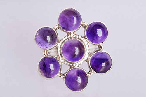 Bague améthyste argent 925 fait main au cabochon ovale facetté unique