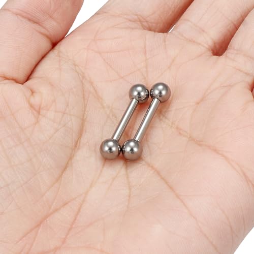 Ftovosyo G23 Titanium PA Ring Internally Threaded Straight Barbell Nipple Ring 2G 4G 6G 8G 12G 14G 16G Tongue Rings Body Piercing Jewelry for Woemn 2Pcs4