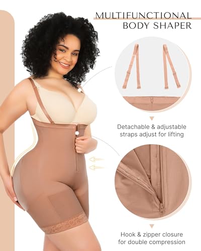 Image of SHAPELLX Fajas Colombianas Shapewear for Women Tummy Control Plus Size Postpartum Body Shaper Butt Lifting Bodysuit