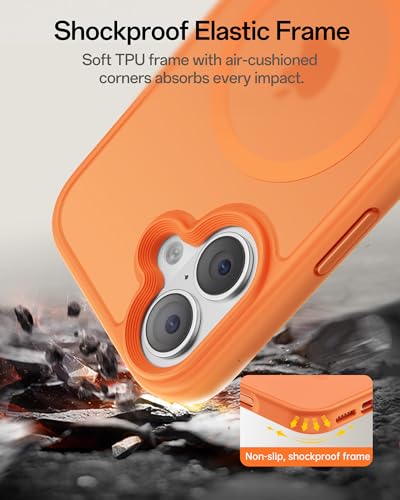 Image of UNBREAKcable Magnetic for iPhone 17 Case 6.3-Inch, Compatible with MagSafe, Full Camera Protection, Built-in Magnetic Ring, Drop Protection Shockproof Slim Phone Cover - Orange