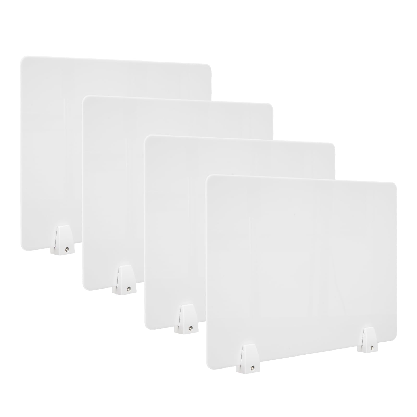4PCS Acrylic Desk Dividers - 23.6”L x15.8”W White, Office Privacy Partitions with Clamps, Plexiglass Protective Shields for Offices Schools Call