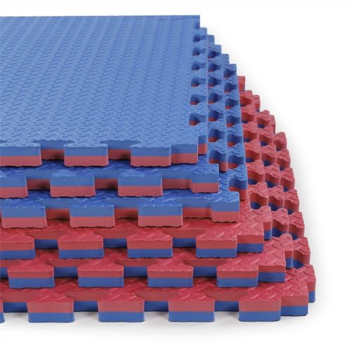 Xspec 1' Extra Thick 48 sq ft Reversible EVA Gym Foam Floor Mat Tiles (24' x 24'), Steel Pattern, 12...