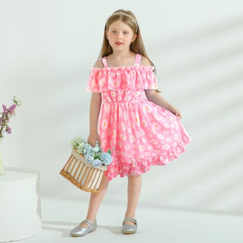 Baby Toddler Girls Dresses Chiffon Off Shoulder Flower Dress Baby Girl Clothes Summer Outfits 1-7 Years2
