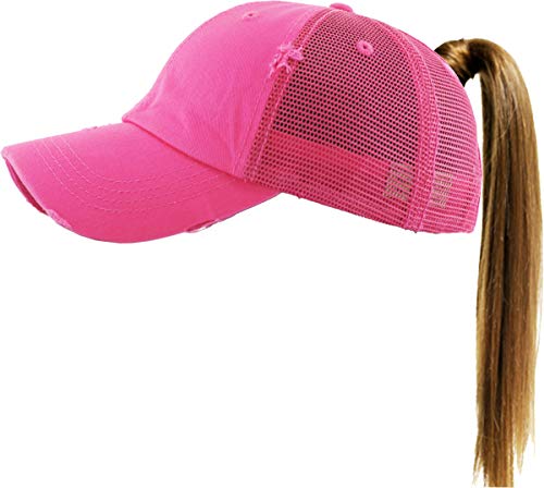 Image of Classic Plain Ponytail Messy High Bun Headwear Adjustable Cotton Trucker Mesh Glitter Hat Baseball Cap