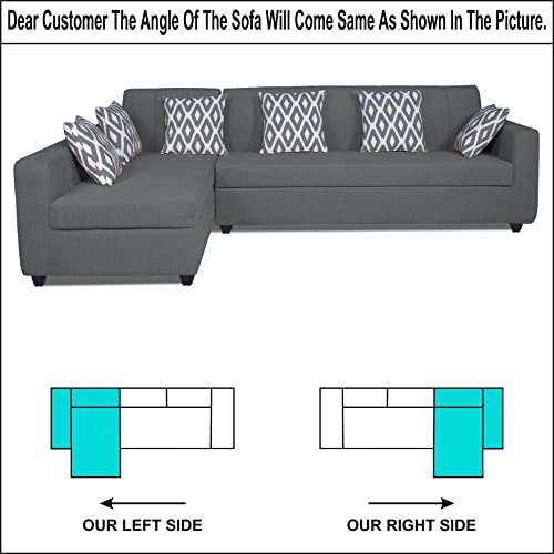 Image of Adorn India Rio Highback L Shape 6 Seater Sofa Set (Left Hand Side) (Grey) (3 Year Warranty)