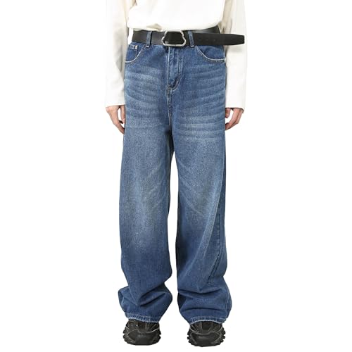 Jean baggy homme large fini les pantalons serrés bleu foncé S style hip-hop Y2K