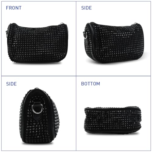 Image of Zibuyu Crossbody Bags for Women, Cross Body Bag for Woman, Black Diamond-Embellished Shoulder Bag Daily Bag with Adjustable Shoulder Belt Sling Bag for Girls Shoulder Crossbody Bags for Girls Daily