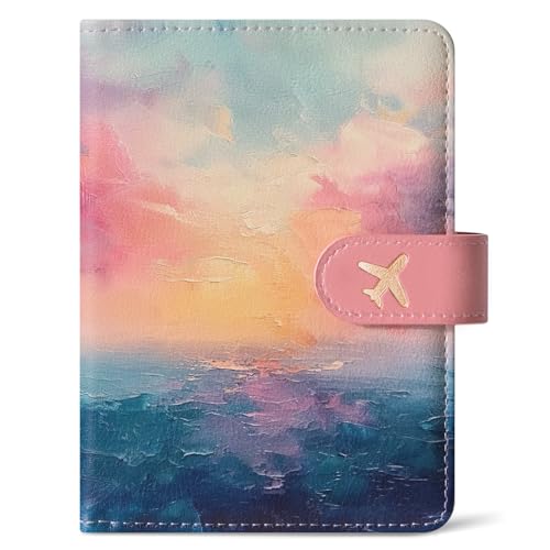 Passport Holder for Travel Essentials, RFID Blocking Leather Cover Wallet