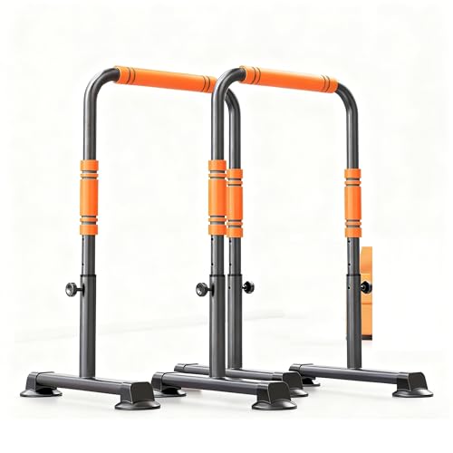 Estación De Fondos De Alta Resistencia: Barras Paralelas Ajustables con Capacidad De 200 Kg For Gimnasio En Casa, Calistenia Y Entrenamiento De Fuerza.(Orange)
