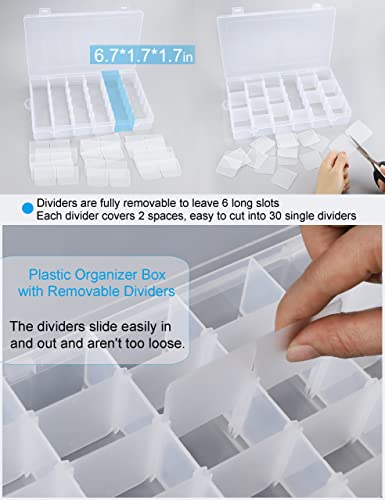 Hlotmeky 36 GRIDS CLEAR BOX, 4 PACK Bead Organizer 36 Grids 4 Pack Clear Plastic Parts Organizer Box 3600 Tackle Box Craft Storage Compartment Divided Container thumb #5