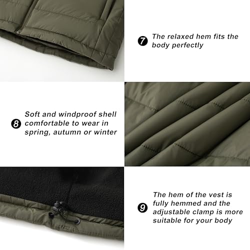 Image of VtuAOL Men's Puffer Vest Outdoor Padded Vest Softshell Outerwear Vest for Travel Hiking