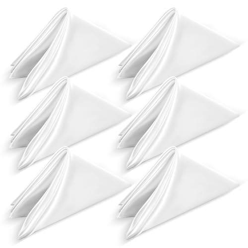 DOPENSPI 6 servilletas de tela blanca, 43 x 43 cm, poliéster, servilletas, lavables, reutilizables, servilletas de mesa, servilletas para bodas, eventos, bodas, fiestas, almuerzos, restaurantes