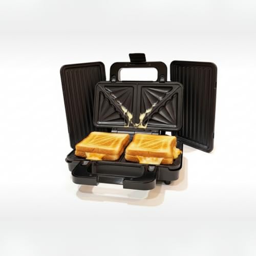 Image of ITALIA 2-in-1 1000W Sandwich And Grill Maker | Interchangeable Quick-Release Non-Stick Plates for Easy Clean | Deep Fill Toastie Press, Panini, Waffle Iron | 1 Year Warranty
