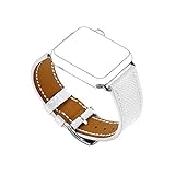 Balerion-New textured Single tour watch band ,Luxury Textured Genuine Leather Watch Band for iWatch Apple Watch Series 1 Series 2 series 3-38MM Single tour White