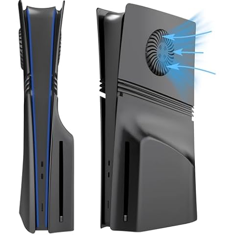 for PS5 Pro Disc Edition Faceplate Cover Plates, Breathable Replacement Skin Case Custom ABS Side Shell for PS5 Pro Console Disc Version, Good Heat Dissipation Panel (Black) Cover