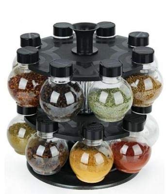 Buy KAYRA 360 Degree Revolving Round Shape Transparent Pack of 16 Jar ...