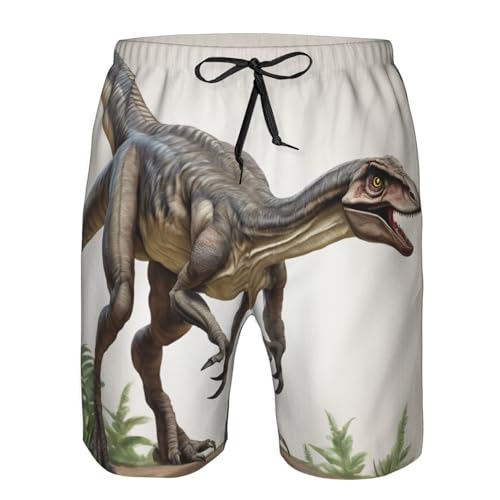 Velociraptor Dinosaur02 Print Men's Hawaiian Shorts Beach Shorts Quick Dry Fun Swim Trunks Lining Bathing Suits4