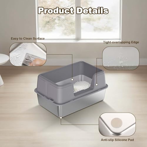 Litière chat acier inoxydable durable bac hygiénique haut de gamme - 4