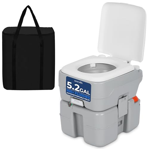 SereneLife 5.2 Gallon Camping Toilet For Adults, Portable Leak Proof Porta Potty with Detachable Waste Tank,...