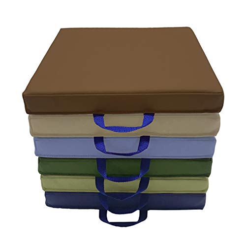 Image of Factory Direct Partners SoftScape 15 inch Square Classroom Floor Cushions with Handles; Flexible Seating for Daycare, Preschool, Playroom; 2 inch Thick Deluxe Foam (6-Piece) - Earthtone, 12228-ET