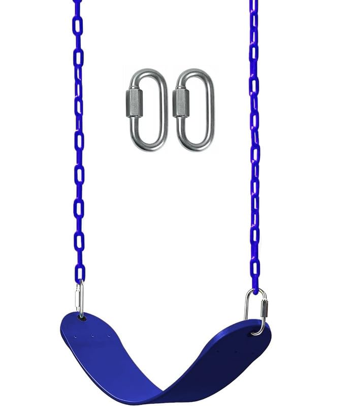 Image of Flexible Swing Seat Set For Kids /Adults Outdoor Park Garden Tree Backyard With Meter Plastic Coated Chain, Weight Support Upto 150kg, (1.5 Meter, Blue) ,4 Cm